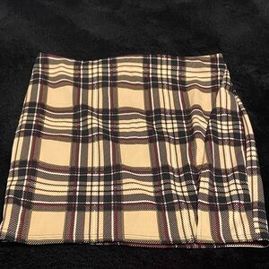 Plaid Beige and Black Women's Skirt